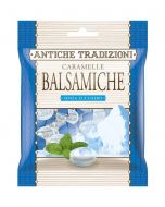 Caramelle Balsamiche Antiche Tradizioni senza zucchero, confezionate in una busta trasparente che ne evidenzia il contenuto naturale e salutare.